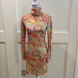 SHEIN Retro Floral Long Sleeve Dress